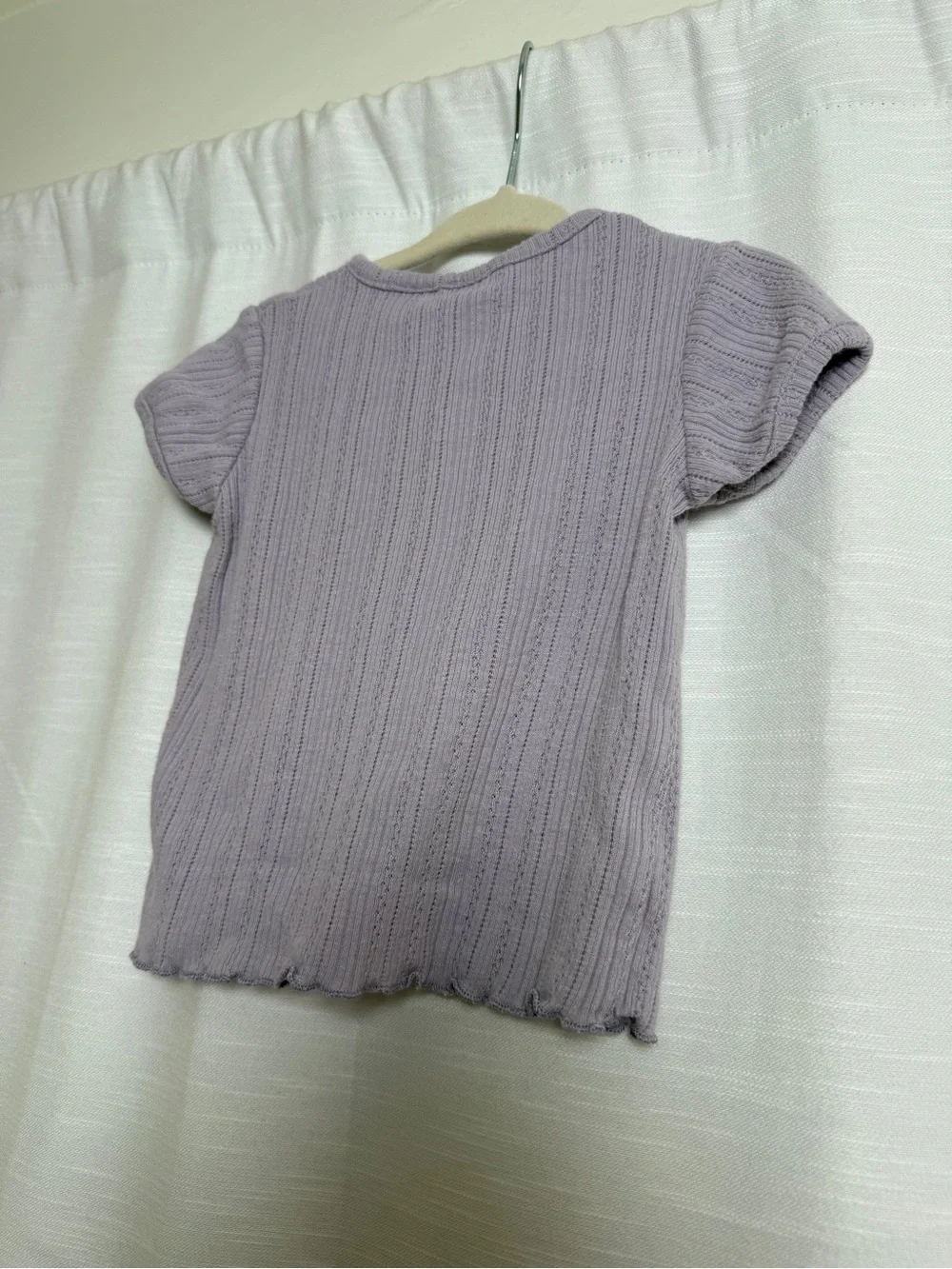 Zara Baby Girls Lavender Pointelle Knit Henley Top | Size  9-12M